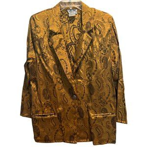 Vintage Box Office‎ brand Women's Blazer size 12/14, Gold and Black Paisley
